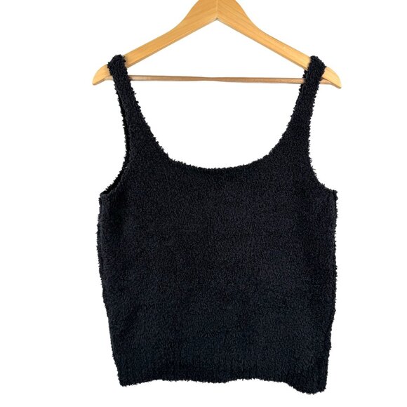 SKIMS Cozy Knit‎ Tank Black fuzzy soft onyx lounge sz 4X/5X - Picture 3 of 7